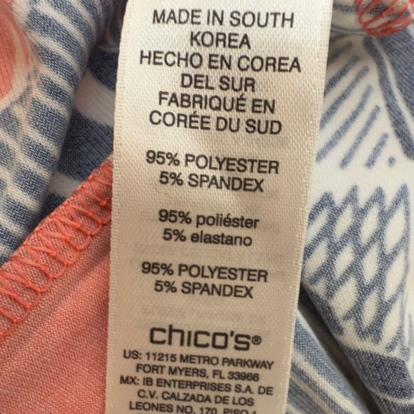 Chico's Orange Graphic 3/4 Sleeve Blouse - Picture 3 of 4